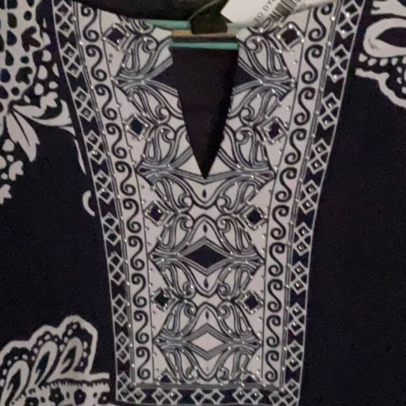 JM COLLECTION Navy Blue Medium Beaded Accents Dress - Picture 5 of 5